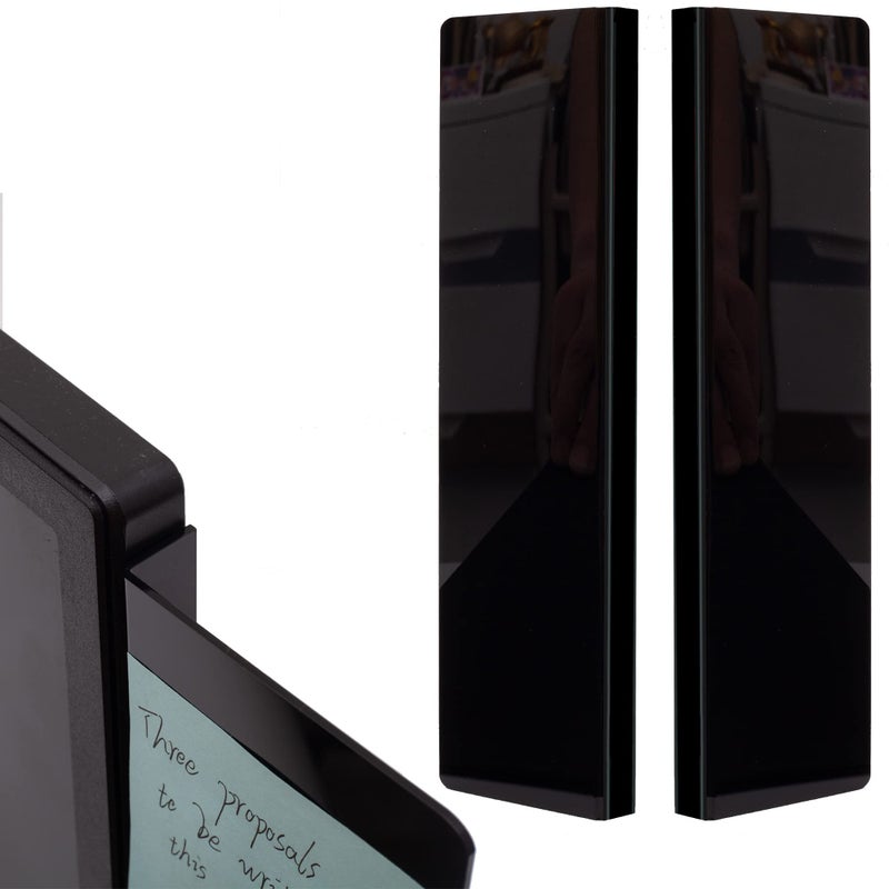 YOCOOLFUN 2 Pack Black Computer Monitor Memo Board for No Edge Monitors Monitor Sticky Note Holder Computer Monitor Message Board Top Mount Left and Right - Image 1